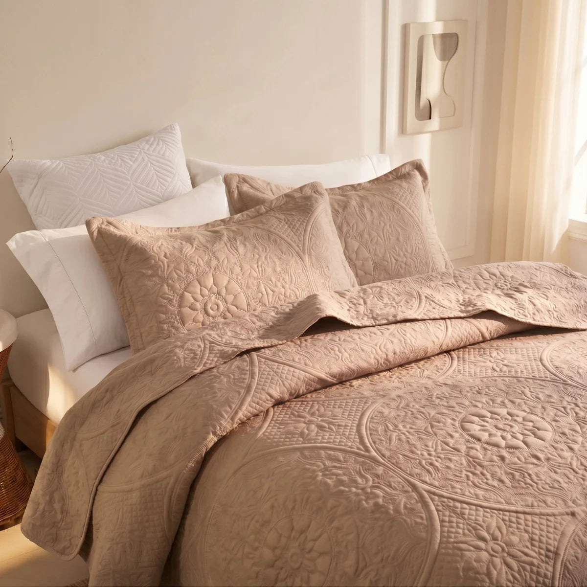 LuxeCotton Beige Bedspread with Pillow Covers pakistan
