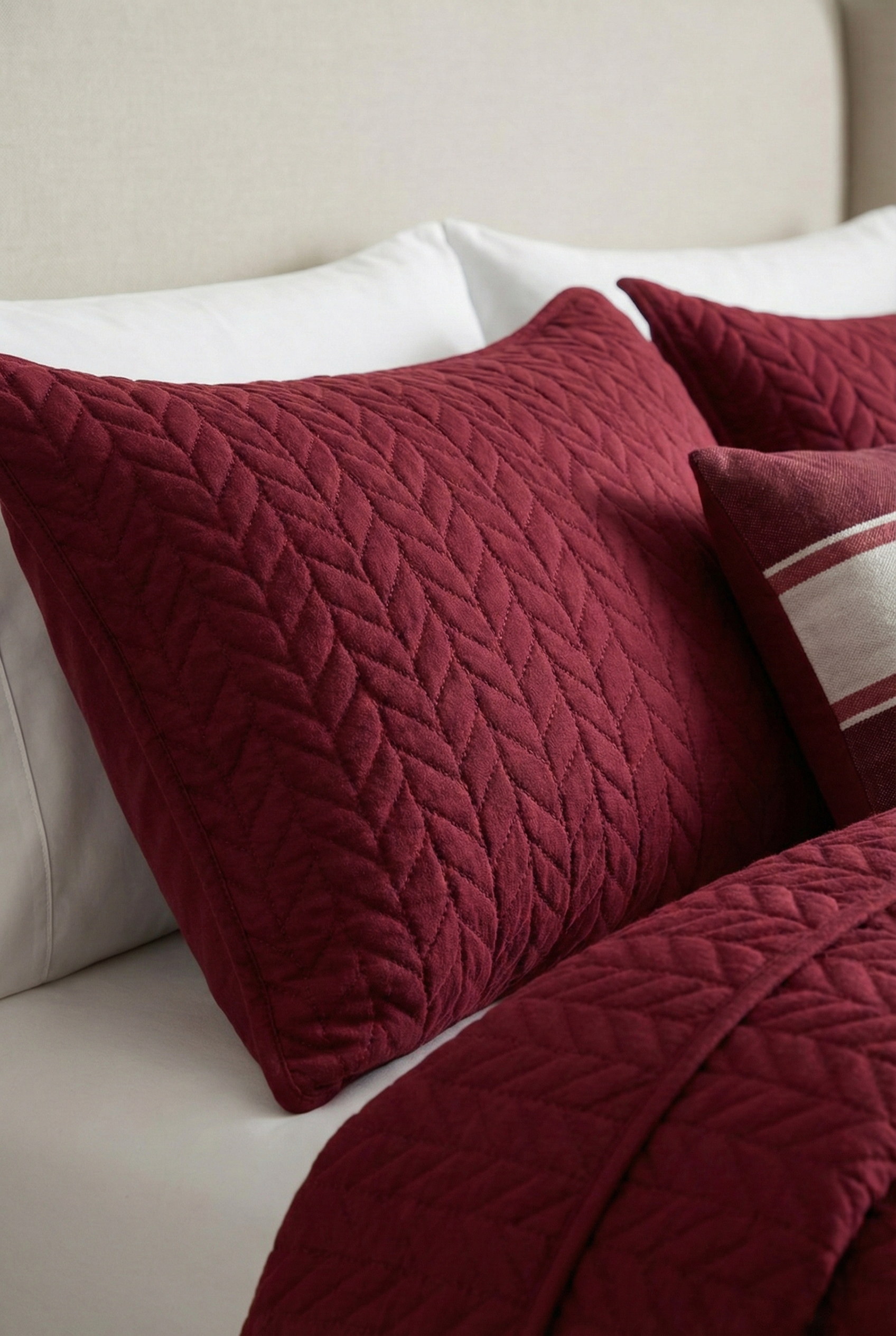 Burgundy red pillow cover by Luxecotton