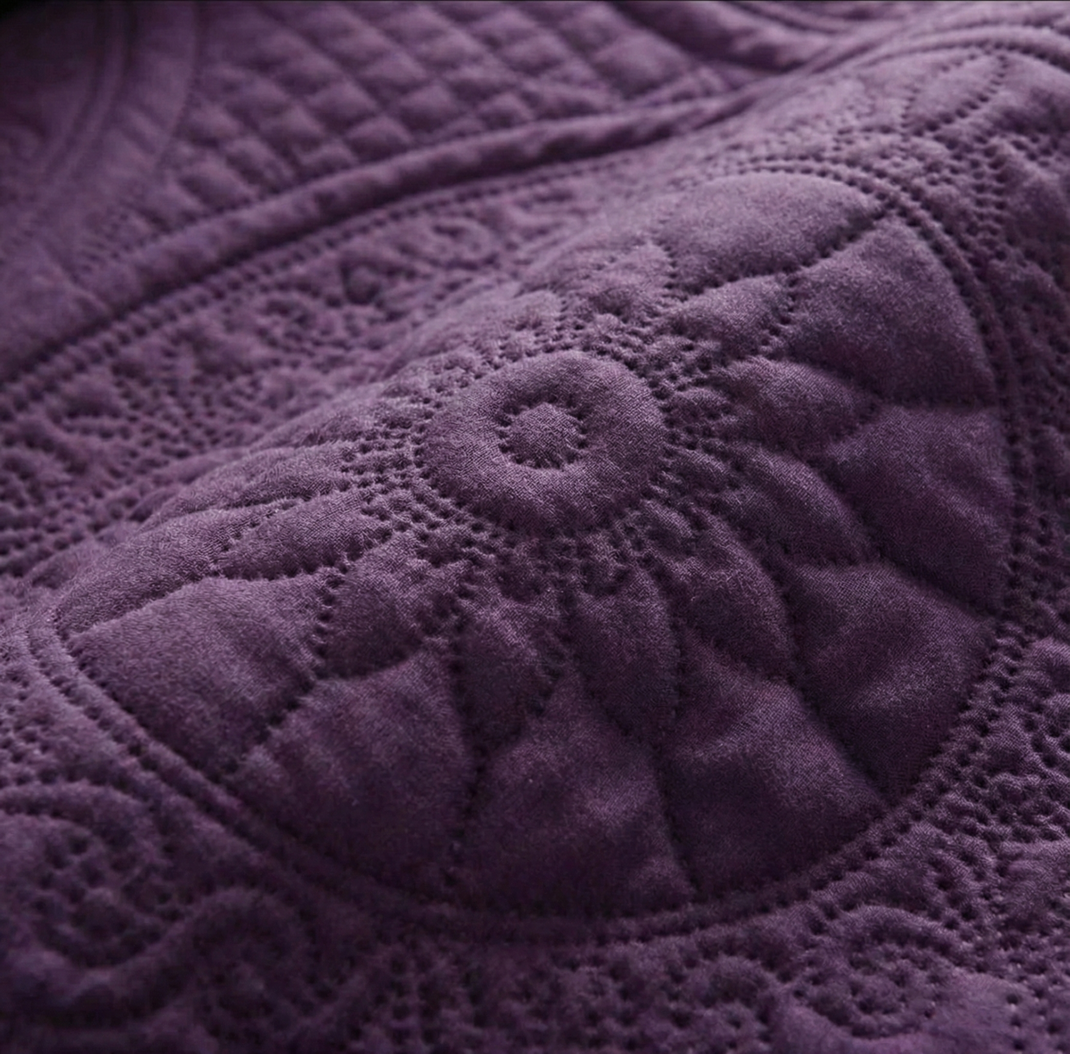 Royal purple bed sheet close view