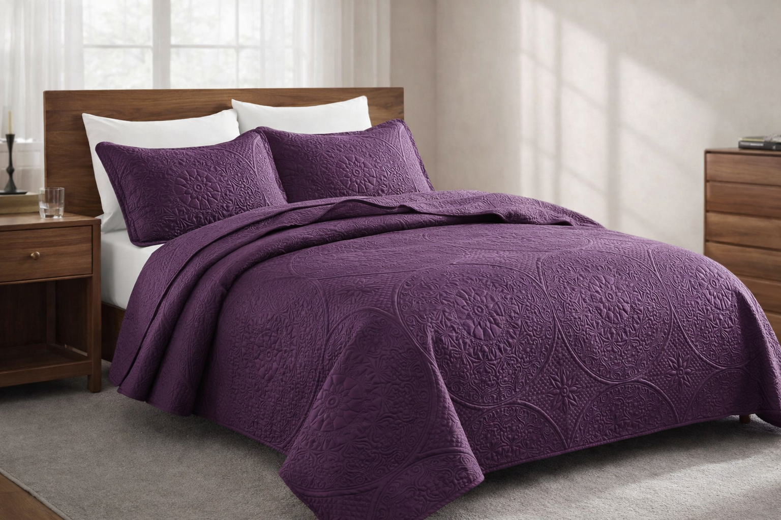 Royal purple bed sheet set