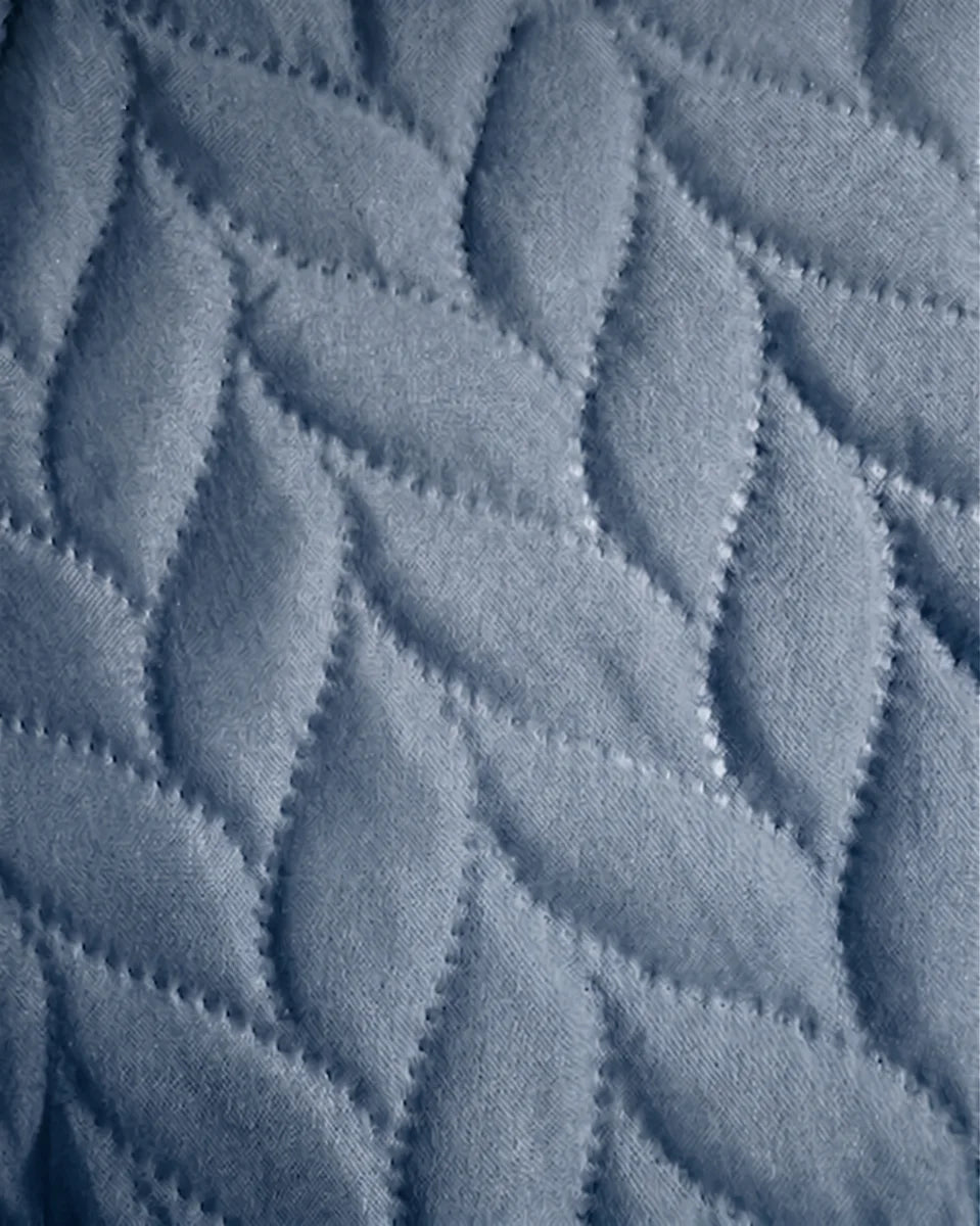 Close-up of LuxeCotton Horizon Blue bedspread quilting texture breathable microfibre fabric detail