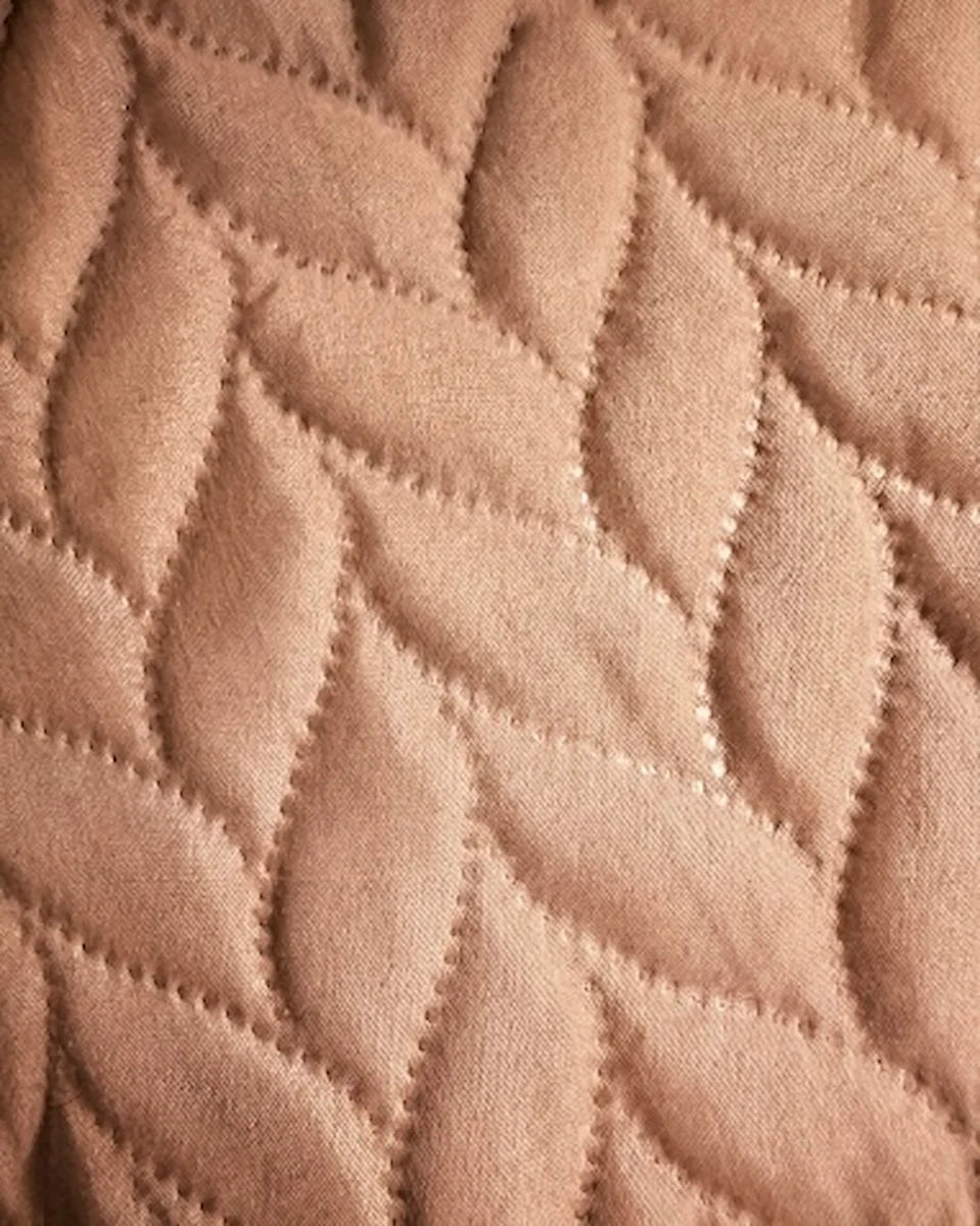 Close-up of LuxeCotton Rosé Peach bedspread quilting texture breathable microfibre fabric detail